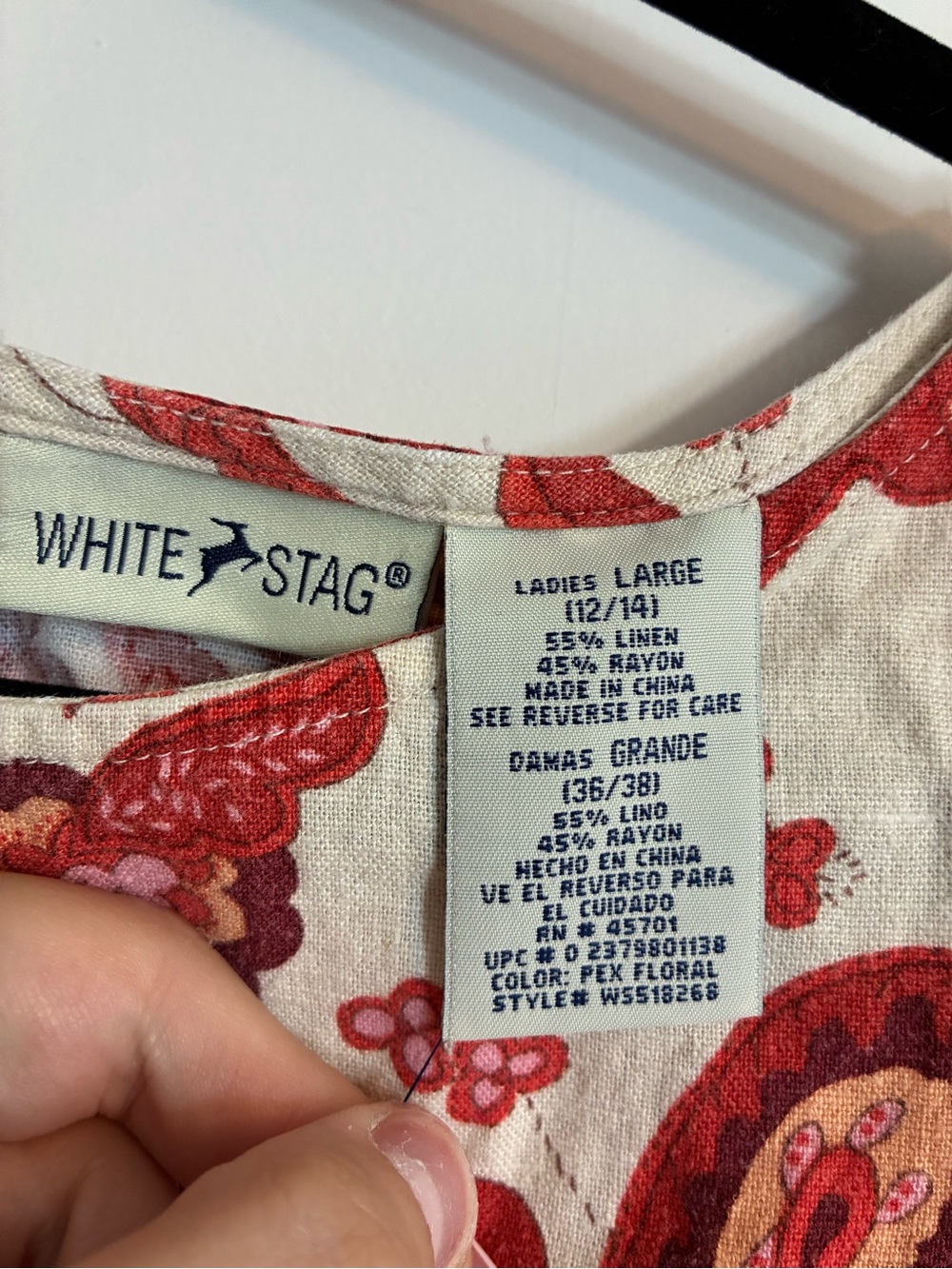 White Stag Strapless Linen Blend Red Floral Summer Dress - Picture 7 of 8